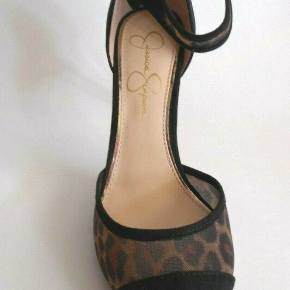 JESSICA SIMPSON Black Multi Leopard Sandal Shoes - Picture 4 of 5